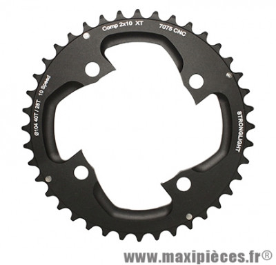 Plateau 40 dents VTT double d.104 2x10 ext noir 4 branches 10v. (pour int 28 dents) non filete marque Stronglight - Pièce Vélo