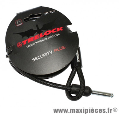 Antivol vélo cable a boucle pour fer a cheval rs350 noir 1.80m diam 10mm marque Trelock - Accessoire Vélo