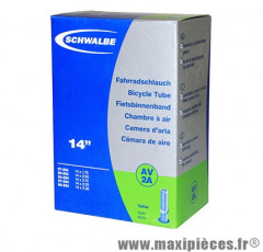 Chambre à air de vélo et de dimensions 14x1.75 valve standard (47-254 à 60-254) marque Schwalbe - Pièce Vélo