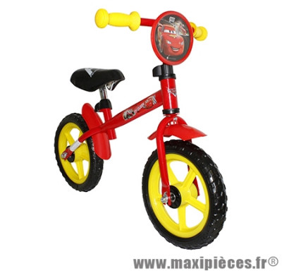 Draisienne 12 pouces garçon cars rouge - Accessoire Vélo Pas Cher - Draisienne pour enfant