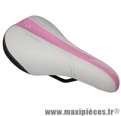 Selle enfant mission blanc deco rose/argent 240x160mm rail acier noir marque DDK - Accessoire Vélo