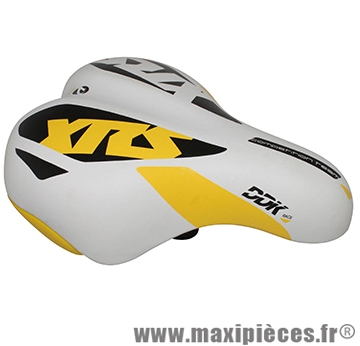 Selle enfant xrs blanc deco jaune/noir 203x145mm rail acier noir marque DDK - Accessoire Vélo
