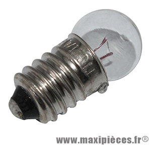 Ampoule/lampe 6 volts 0,6 watts culot e-10 graisseur blanc (feu de pos.) marque Flosser - Accessoire Vélo