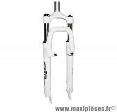 Fourche VTT 26 pouces a ressort blanc réglable/blocable deb. 60mm marque Zoom - Matériel pour Cycle