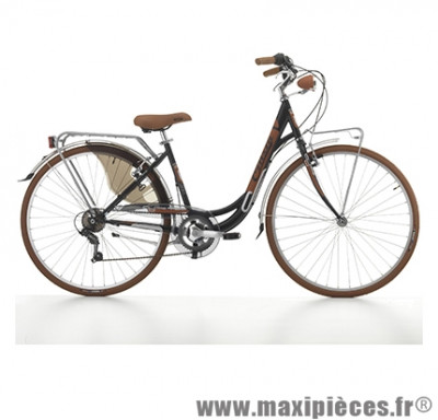 Vélo city bike 28 liberty acier femme 6 vitesses noir mat (taille 44) marque Cinzia - Vélo - Vélo de Ville complet