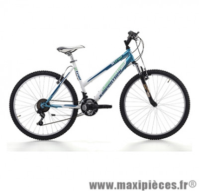 Vélo VTT 26 xtrail acier femme avec fourche télescopique 18v blanc/bleu (taille 47) (shimano tx-30+ty-21) marque Jumpertrek - VTT complet