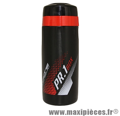 Bidon porte outil noir deco rouge avec double bouchon (hauteur 200mm) marque Race One - Accessoire Vélo