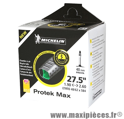 Chambre a air Vélo 27,5x1.90-2.30 protek max valve presta longueur 40mm avec liquide anti-crevaison - Michelin Vélo