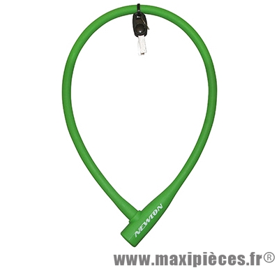 Antivol vélo Câble a clé silicone vert diam 12mm l75cm (protège la peinture des chocs) - Pièces Vélo Newton
