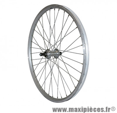 Roue VTT 24 pouces arrière alu argent double paroi moy alu blocage rl 7-6 vitesses - Roues et Pièces Vélo Vélox