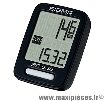 Compteur bc 5.16 a fil noir ( 5 fonctions) - Accessoires Vélo Sigma