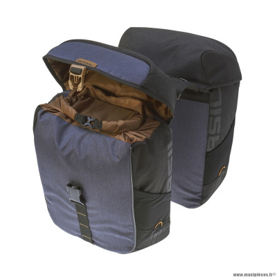 Sacoche arrière vélo double miles waterproof 32 litres couleur bleu-noir (vendu par 2) (34x19x43cm) marque Basil
