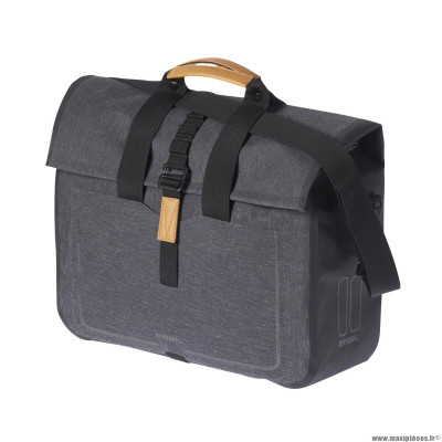 Sacoche arrière vélo latérale urban dry business droit-gauche waterproof 20 litres couleur gris (38x15x37cm) marque Basil