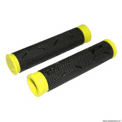 Paire de poignées vélo VTT 808 noir-jaune fluo diamètre 22mm l120mm marque Progrip