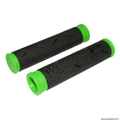 Paire de poignées vélo VTT 808 noir-vert fluo diamètre 22mm l120mm marque Progrip