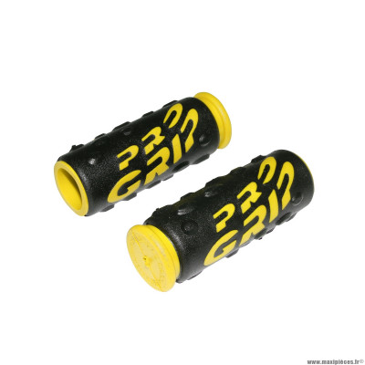 Paire de poignées vélo VTT 952 noir-jaune diamètre 22mm l85mm marque Progrip
