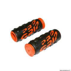 Paire de poignées vélo VTT 952 noir-orange diamètre 22mm l85mm marque Progrip