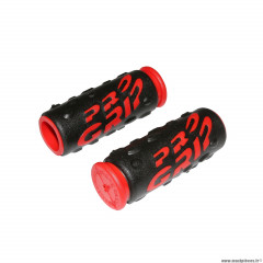 Paire de poignées vélo VTT 952 noir-rouge diamètre 22mm l85mm marque Progrip