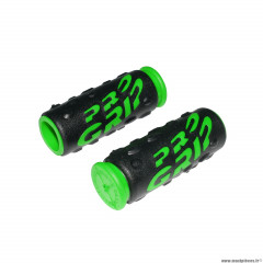 Paire de poignées vélo VTT 952 noir-vert diamètre 22mm l85mm marque Progrip