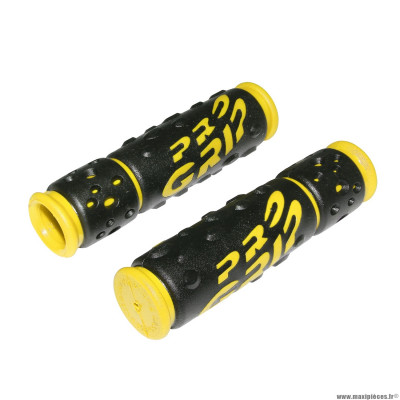 Paire de poignées vélo VTT 953 noir-jaune diamètre 22mm l122mm marque Progrip