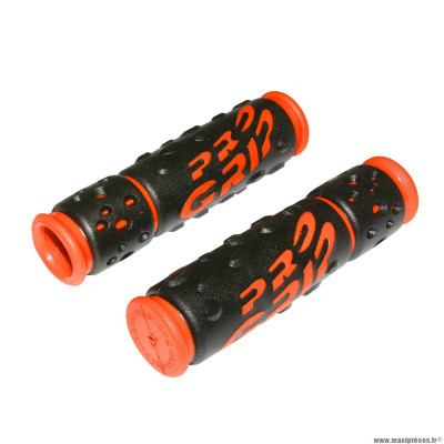 Paire de poignées vélo VTT 953 noir-orange diamètre 22mm l122mm marque Progrip