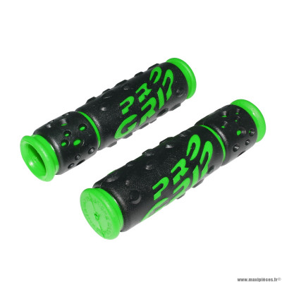 Paire de poignées vélo VTT 953 noir-vert diamètre 22mm l122mm marque Progrip