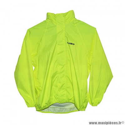 Coupe vent enfant taille XL marque Chiba couleur jaune fluo avec capuche et housse de transport