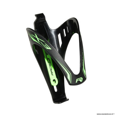 Porte bidon vélo marque Race One x3 race mat couleur noir-déco vert fluo