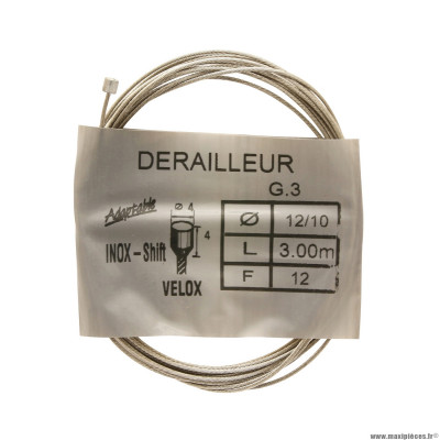 Cable de dérailleur inox pour shimano 3.00m (boite de 25 câbles) marque Vélox