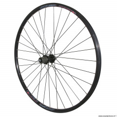 Roue vélo VTC 700x35 disc arrière m820 aluminium couleur noir moyeu pour shimano acera m3050 centerlock pour cassette shimano-sram 10-9 vitesses rayon inox marque Vélox