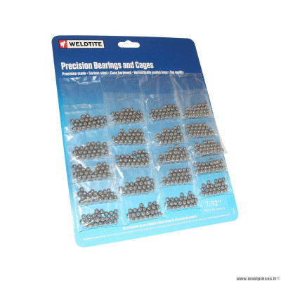 Bille 5,556 (7-32 pouces) marque Weldtite (carte de 20 sachets de 24 billes)