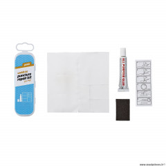 Kit réparation chambre à air marque Weldtite patch pvc (contient 8 bandes pvc pre-coupées, colle 5g, papier ponce) avec notice