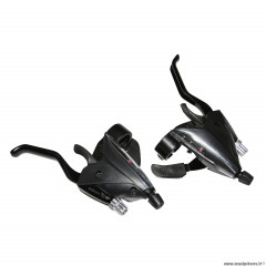 Levier pour VTT 3x7 vitesses couleur noir alu azera pour frein v-brake pour Shimano (vendu par 2)