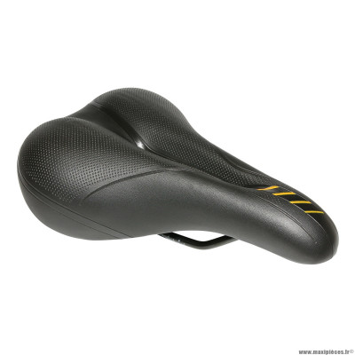 Selle xinda VTT confort junior xd803 noir déco orange 250x165mm avec trou central rail acier noir