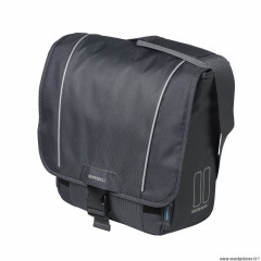 Sacoche arrière vélo latérale sport droit-gauche avec protège pluie 18 litres gris graphite fixation hook on (31x18x31cm) marque Basil