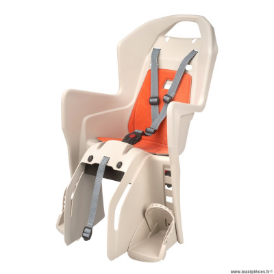 Porte bébé-siège enfant arrière à fixer sur porte bagage fixation etau koolah crème coussin orange (9 à 22kgs) marque Polisport