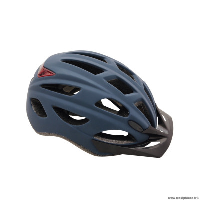 Casque vélo ville adulte taille 52-59 marque Polisport villego couleur bleu fonce mat system quick lock avec lumière intégrée