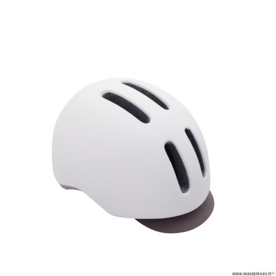 Casque vélo ville adulte taille 54-58 marque Polisport commuter couleur blanc mat avec visière grise system quick lock avec lumière intégrée