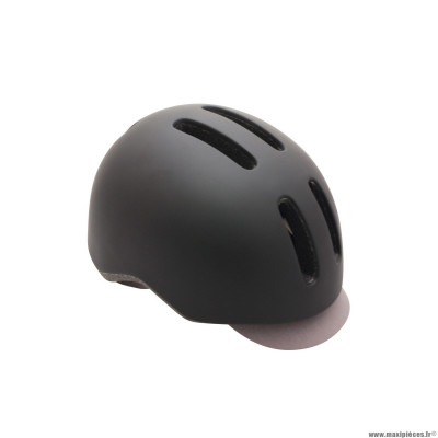 Casque vélo ville adulte taille 54-58 marque Polisport commuter couleur noir mat avec visière grise system quick lock avec lumière intégrée