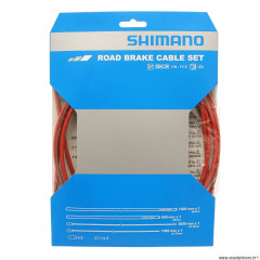 Kit transmission frein route rouge-cable téflon (2 cables - 2 gaines) marque Shimano