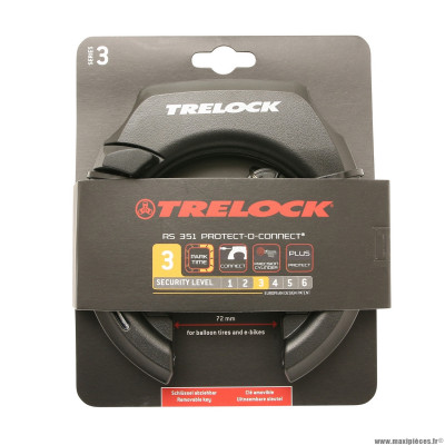 Antivol fer à cheval rs351 noir avec fixation (pour pneu ballon) marque Trelock