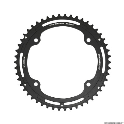 Plateau vélo route 4 branches 50 dents extérieur campagnolo diamètre 145 ultra torque noir ct2 11 vitesses (record-chorus-potenza) pour intérieur 34 marque Stronglight