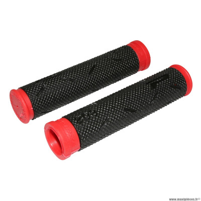 Paire de poignées vélo VTT 808 noir-rouge diamètre 22mm l120mm marque Progrip