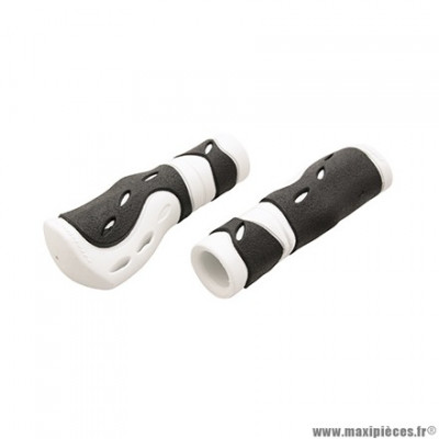 Paire de poignées vélo city-vtc 989 blanc-noir diamètre 22mm l120mm marque Progrip