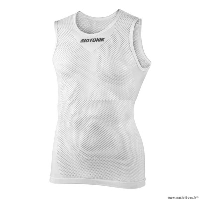 Maillot de corps été taille unique sans manche biotonik couleur blanc maille aere