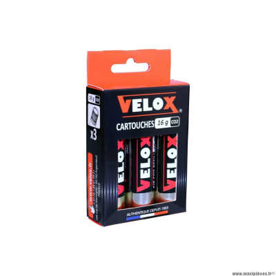 Cartouche co2 fileté velox 16g pour vélo (vendu par 3)