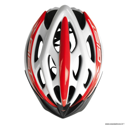 Casque vélo adulte taille 56-62 marque Gist route-vtt faster couleur blanc-rouge in-mold réglage molette 240 g