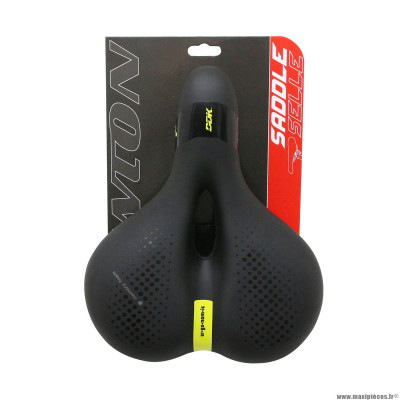 Selle vélo city ergonomic élastomère dame couleur noir à mémoire de forme avec trou central 260x210mm marque Newton