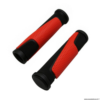 Paire de poignées vélo VTT 807 double densité open end noir-rouge diamètre 28 125mm marque Progrip