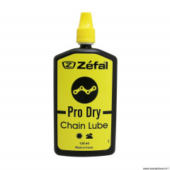 Lubrifiant vélo chaine et dérailleur 125ml marque zefal sèche dry lube pour condition sèche ou poussiéreuse